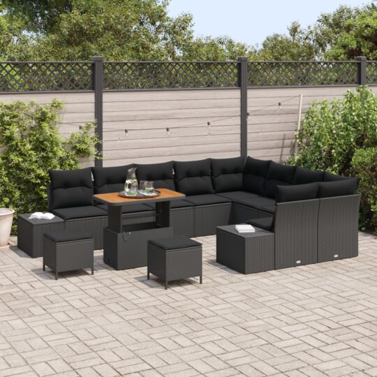 3362824 3 Set de canapele pentru grădină 12 pcs Negru Rattan poli 3362824 3