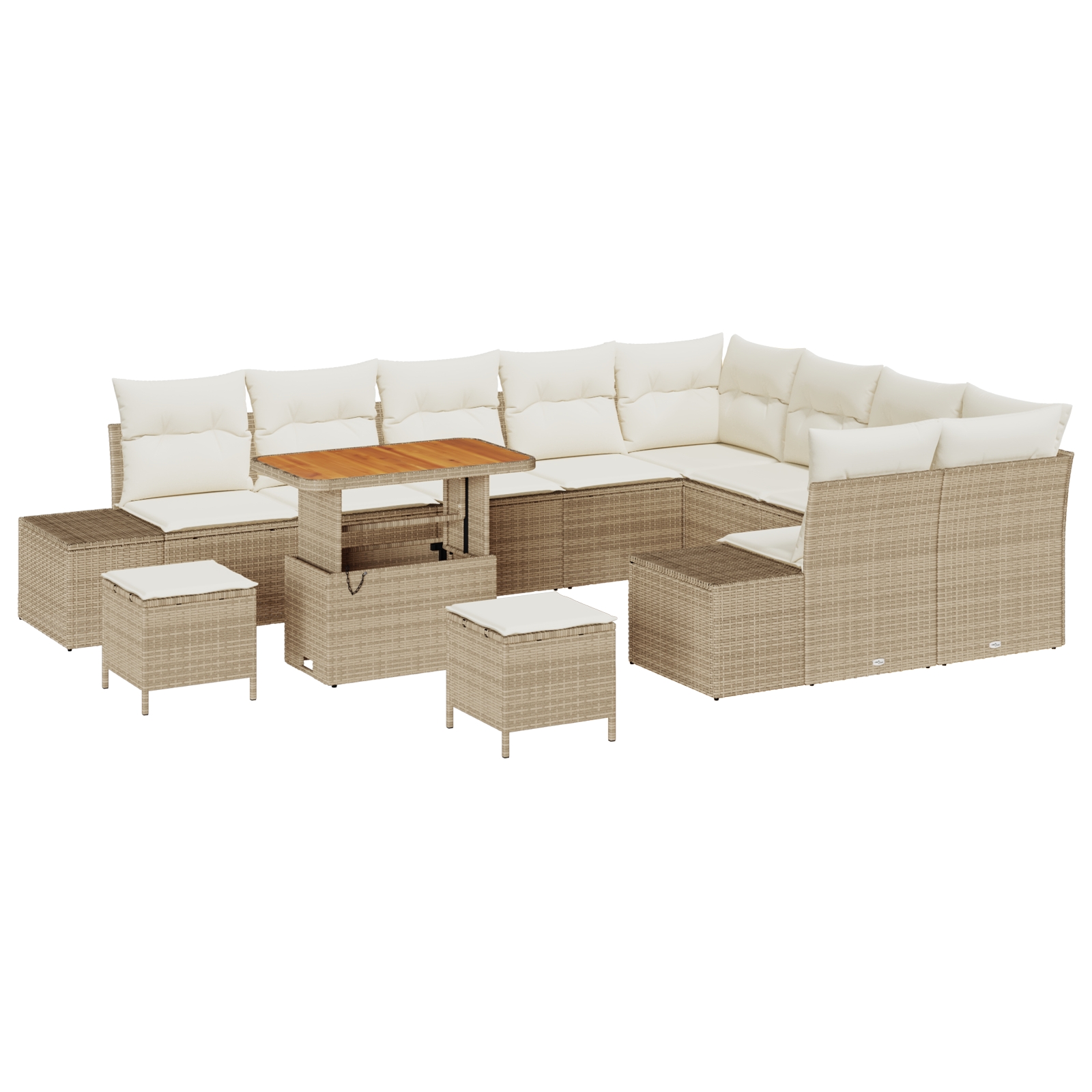 3362826 2 Set de canapele pentru grădină 12 pcs Bej Rattan poli Set de canapele pentru grădină 12 pcs Bej Rattan poli - imagine 2