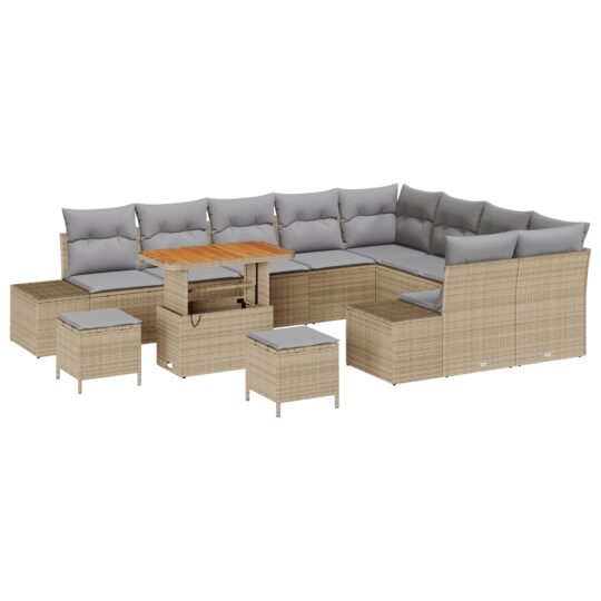 Alternative view of Set de canapele pentru grădină 12 pcs Bej Rattan poli