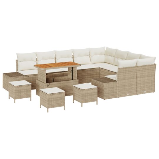 Alternative view of Set de canapele pentru grădină 13 pcs Bej Rattan poli