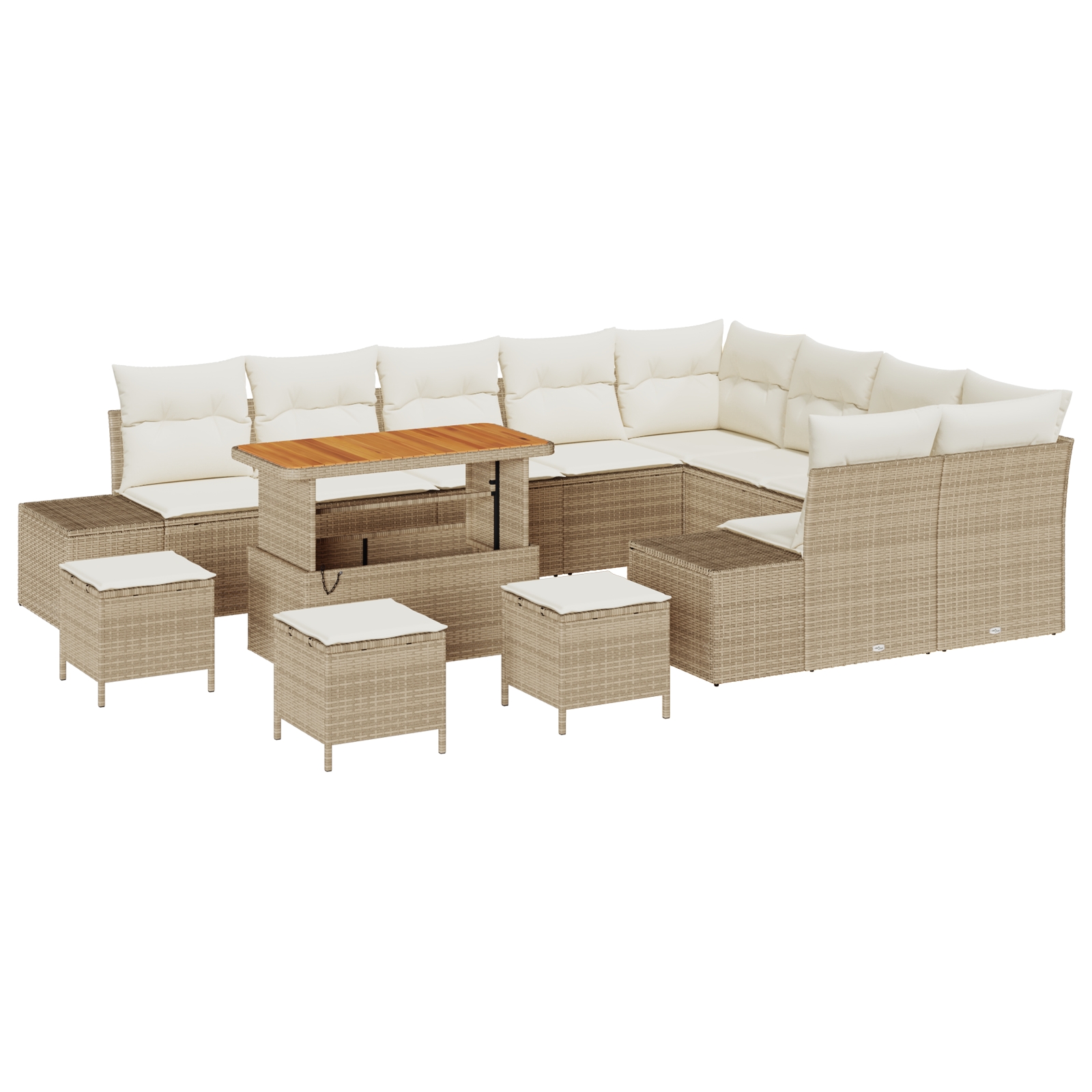 3362831 2 Set de canapele pentru grădină 13 pcs Bej Rattan poli Set de canapele pentru grădină 13 pcs Bej Rattan poli - imagine 2