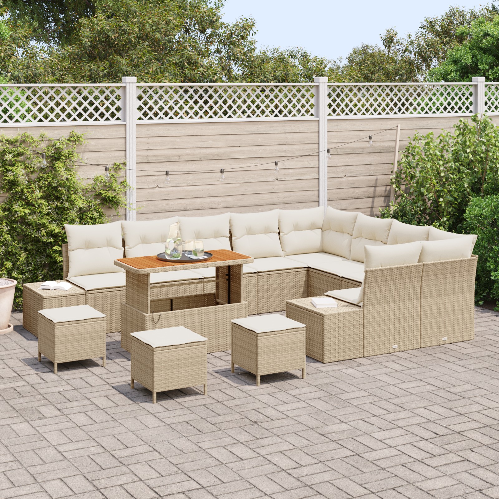 3362831 3 Set de canapele pentru grădină 13 pcs Bej Rattan poli Set de canapele pentru grădină 13 pcs Bej Rattan poli - imagine 3