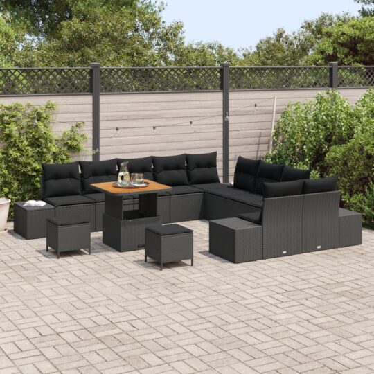 3362839 3 Set de canapele pentru grădină 13 pcs Negru Rattan poli 3362839 3