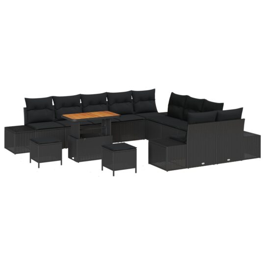 Alternative view of Set de canapele pentru grădină 13 pcs Negru Rattan poli