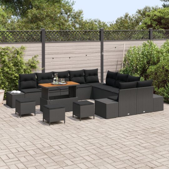 3362849 3 Set de canapele pentru grădină 14 pcs Negru Rattan poli 3362849 3