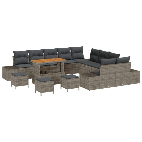 3362853 2 Set de canapele pentru grădină cu pernă 14 pcs Gri Rattan poli 3362853 2