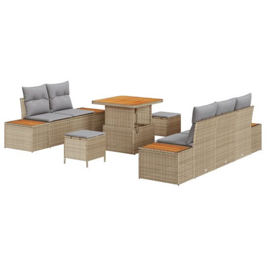 Alternative view of Set de canapele pentru grădină cu pernă 8 pcs Bej Rattan poli