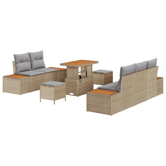 Alternative view of Set de canapele pentru grădină cu pernă 8 pcs Bej Rattan poli