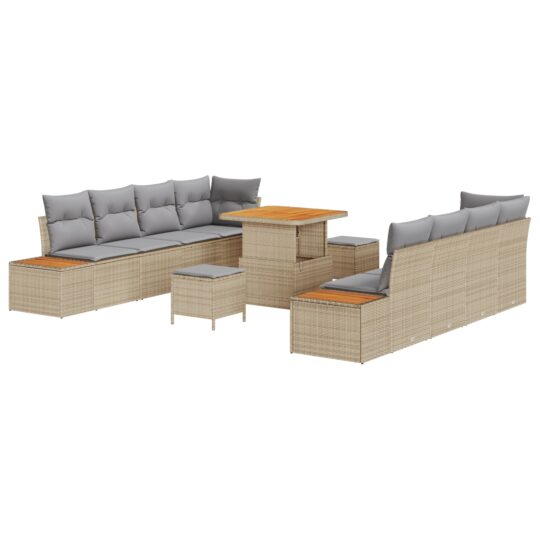 3362887 2 Set de canapele pentru grădină cu pernă 11 pcs Bej Rattan poli 3362887 2