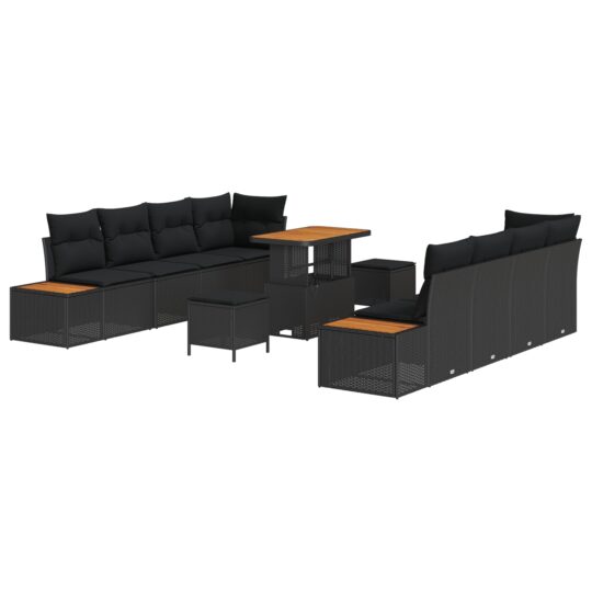Alternative view of Set de canapele pentru grădină 11 pcs Negru Rattan poli