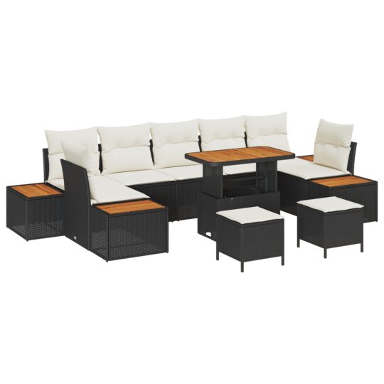 Alternative view of Set de canapele pentru grădină 10 pcs Negru Rattan poli