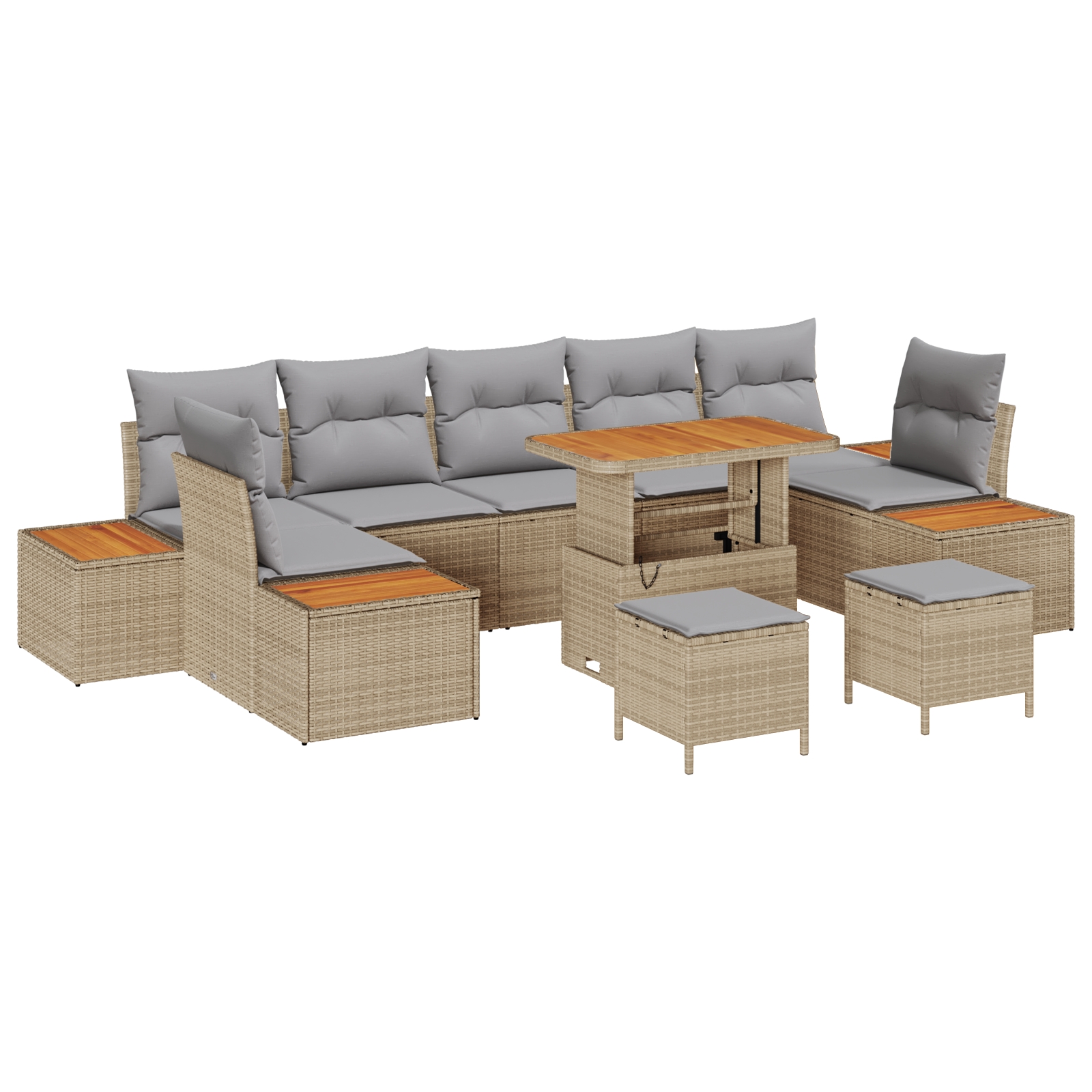 3362902 2 Set de canapele pentru grădină cu pernă 10 pcs Bej Rattan poli Set de canapele pentru grădină cu pernă 10 pcs Bej Rattan poli - imagine 2