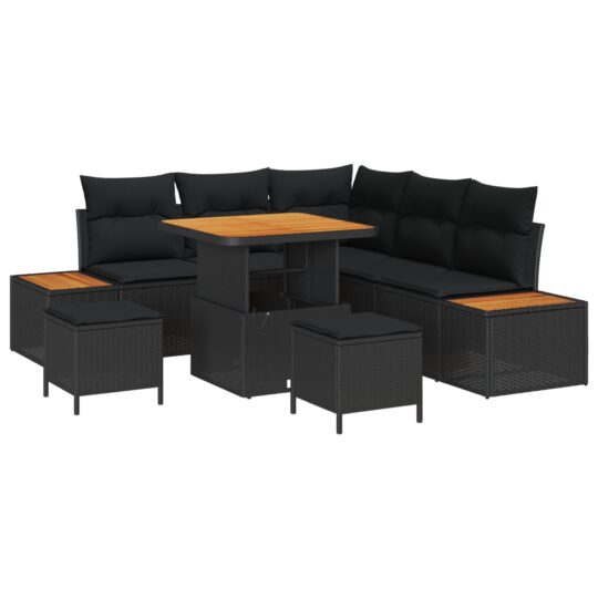 Alternative view of Set de canapele pentru grădină cu pernă 8 pcs Negru Rattan poli