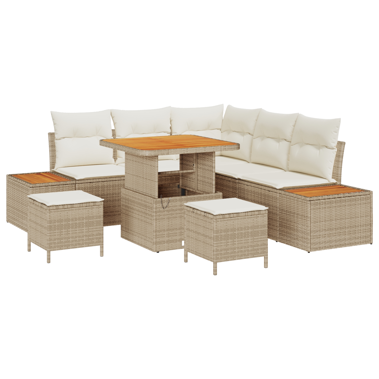3362911 2 Set de canapele pentru grădină cu pernă 8 pcs Bej Rattan poli Set de canapele pentru grădină cu pernă 8 pcs Bej Rattan poli - imagine 2