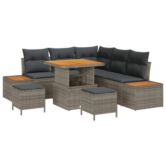 Alternative view of Set de canapele pentru grădină cu pernă 8 pcs Gri Rattan poli