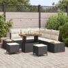 3362915 1 Set de canapele pentru grădină cu pernă 8 pcs Negru Rattan poli 3362915 1