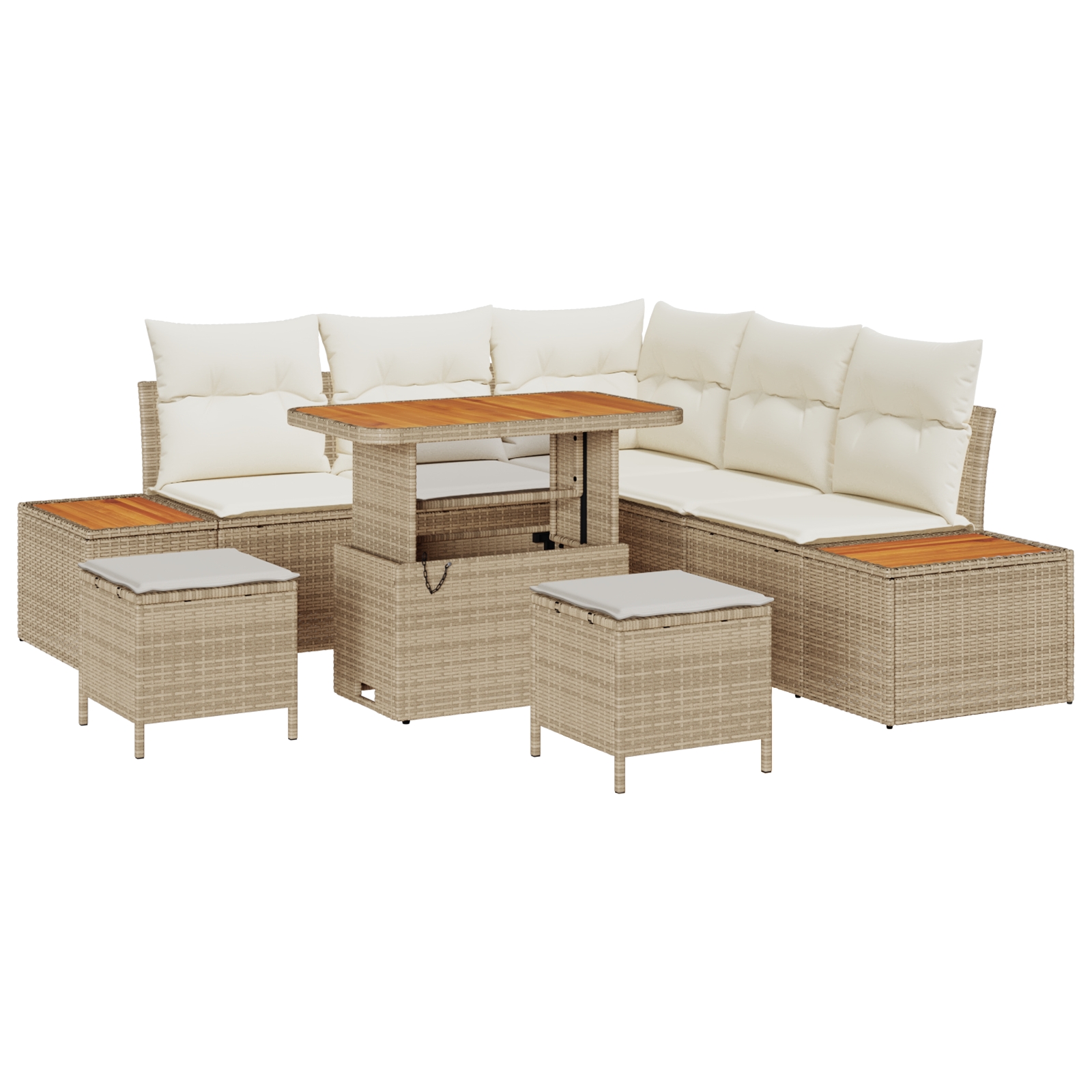 3362916 2 Set de canapele pentru grădină cu pernă 8 pcs Bej Rattan poli Set de canapele pentru grădină cu pernă 8 pcs Bej Rattan poli - imagine 2