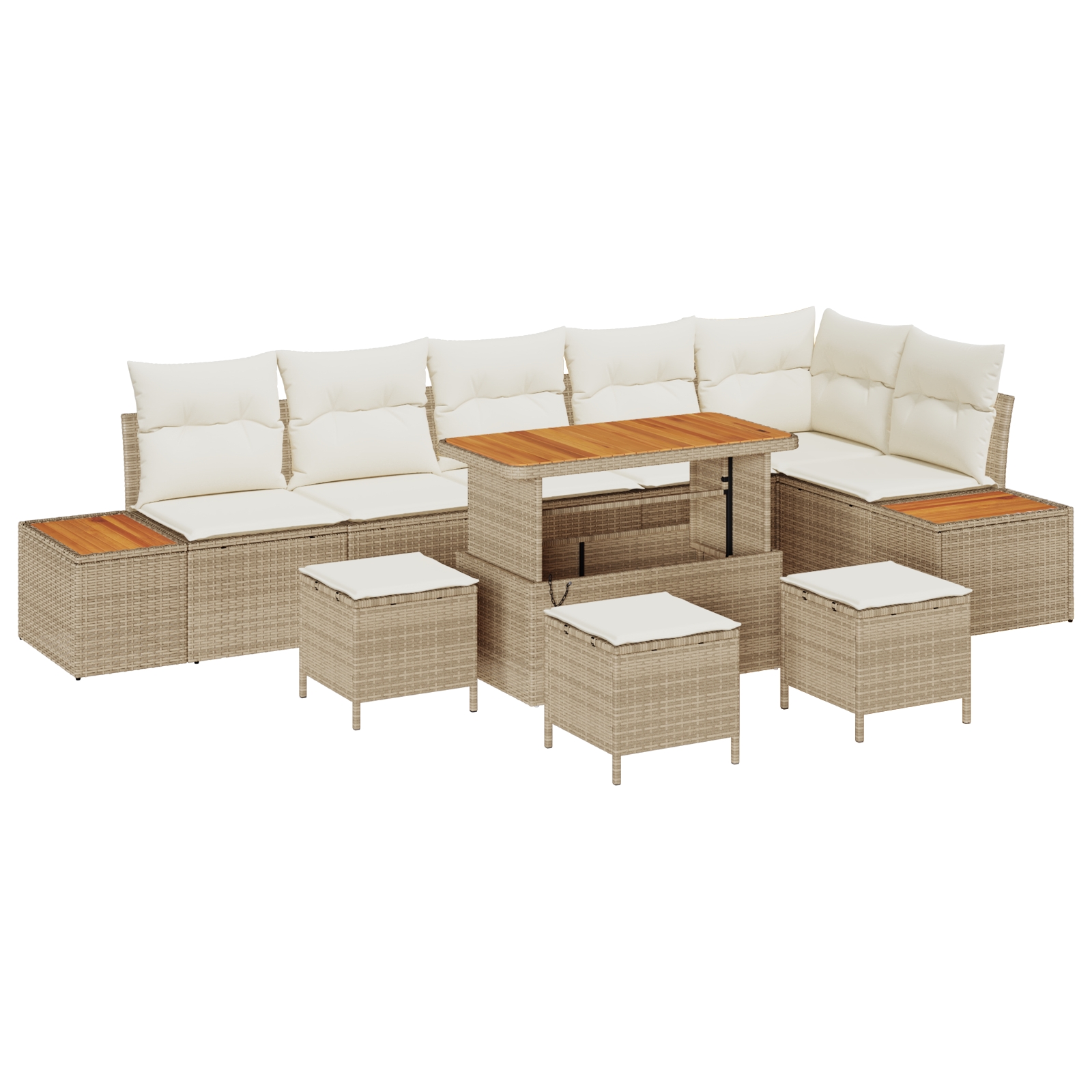 3362941 2 Set de canapele pentru grădină cu pernă 10 pcs Bej Rattan poli Set de canapele pentru grădină cu pernă 10 pcs Bej Rattan poli - imagine 2