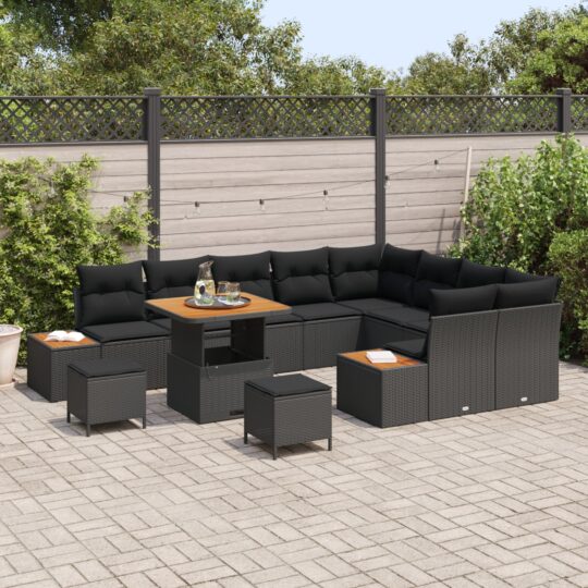 3362949 3 Set de canapele pentru grădină 12 pcs Negru Rattan poli 3362949 3