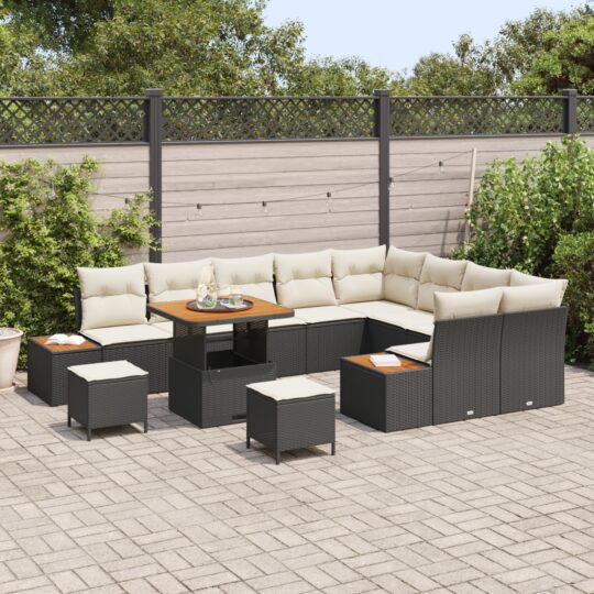 3362950 3 Set de canapele pentru grădină 12 pcs Negru Rattan poli 3362950 3