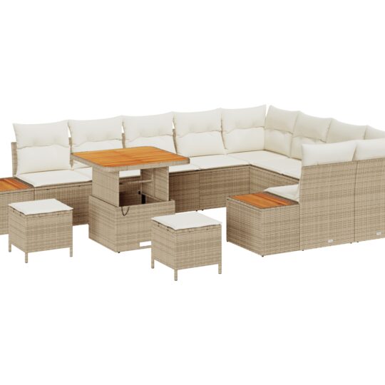 3362951 2 Set de canapele pentru grădină cu pernă 12 pcs Bej Rattan poli 3362951 2