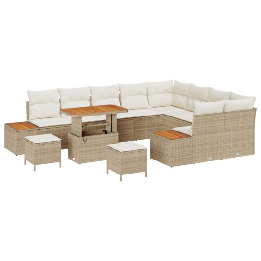 3362956 2 Set de canapele pentru grădină cu pernă 12 pcs Bej Rattan poli 3362956 2