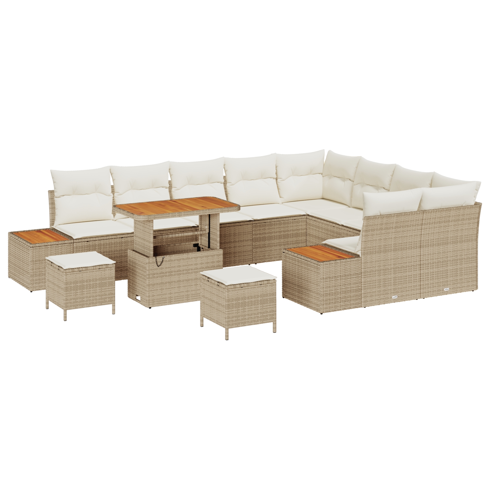 3362956 2 Set de canapele pentru grădină cu pernă 12 pcs Bej Rattan poli Set de canapele pentru grădină cu pernă 12 pcs Bej Rattan poli - imagine 2