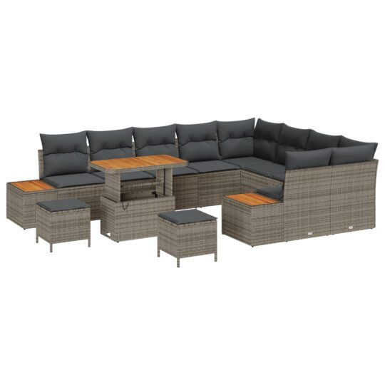 3362958 2 Set de canapele pentru grădină cu pernă 12 pcs Gri Rattan poli 3362958 2