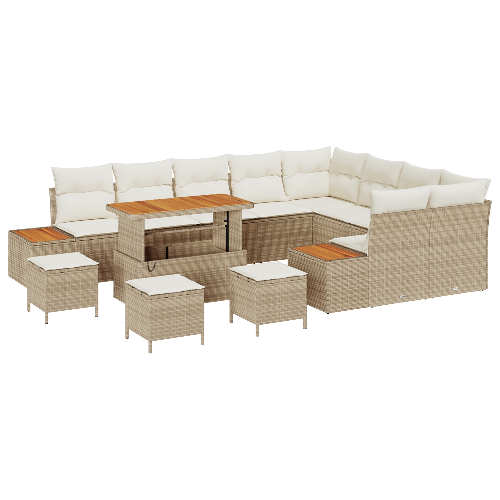 3362961 2 Set de canapele pentru grădină cu pernă 13 pcs Bej Rattan poli Set de canapele pentru grădină cu pernă 13 pcs Bej Rattan poli - imagine 2