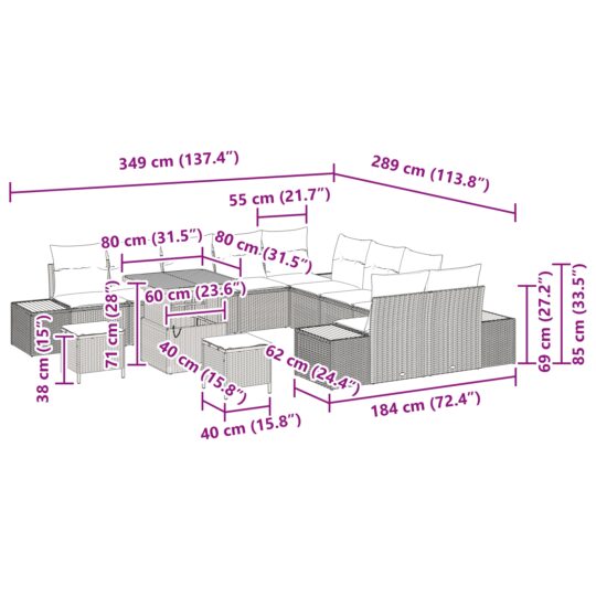 3362969 12 Set de canapele pentru grădină 13 pcs Negru Rattan poli 3362969 12