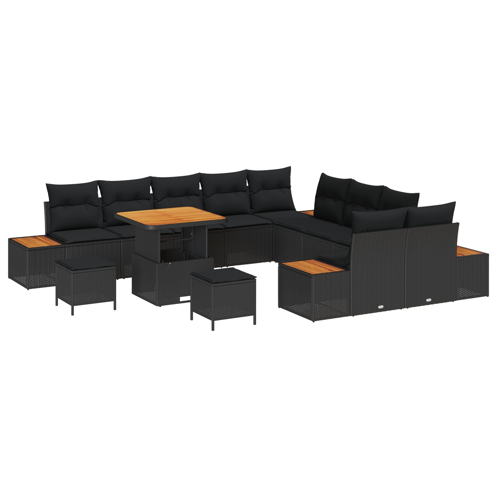 3362969 2 Set de canapele pentru grădină 13 pcs Negru Rattan poli Set de canapele pentru grădină 13 pcs Negru Rattan poli - imagine 2