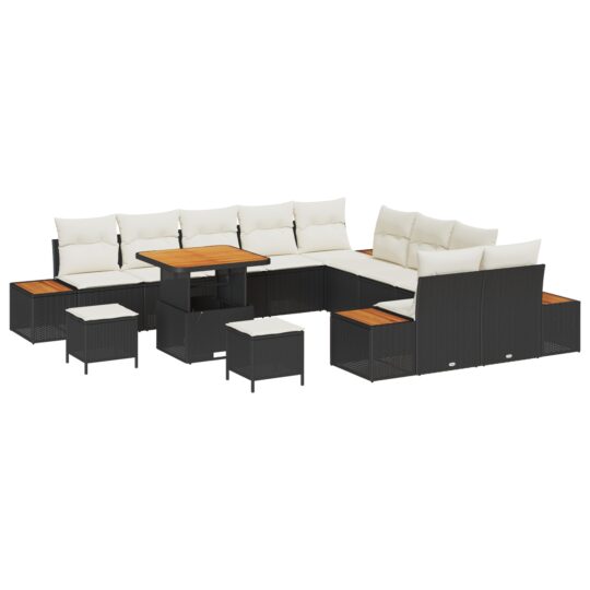 Alternative view of Set de canapele pentru grădină 13 pcs Negru Rattan poli