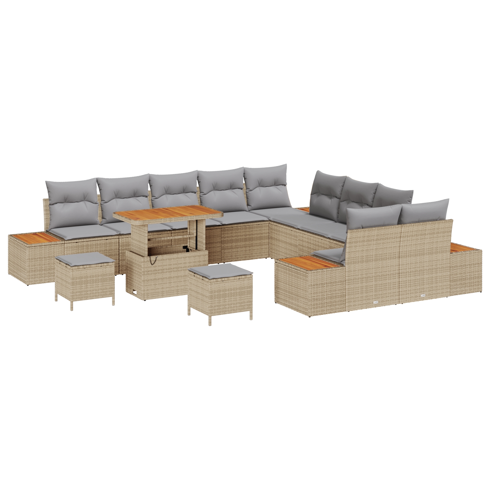3362977 2 Set de canapele pentru grădină cu pernă 13 pcs Bej Rattan poli Set de canapele pentru grădină cu pernă 13 pcs Bej Rattan poli - imagine 2