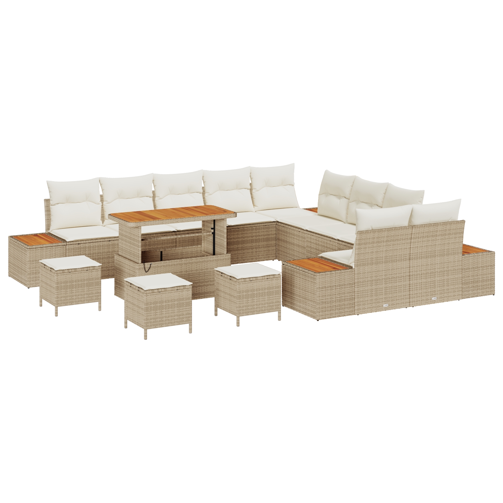 3362981 2 Set de canapele pentru grădină cu pernă 14 pcs Bej Rattan poli Set de canapele pentru grădină cu pernă 14 pcs Bej Rattan poli - imagine 2