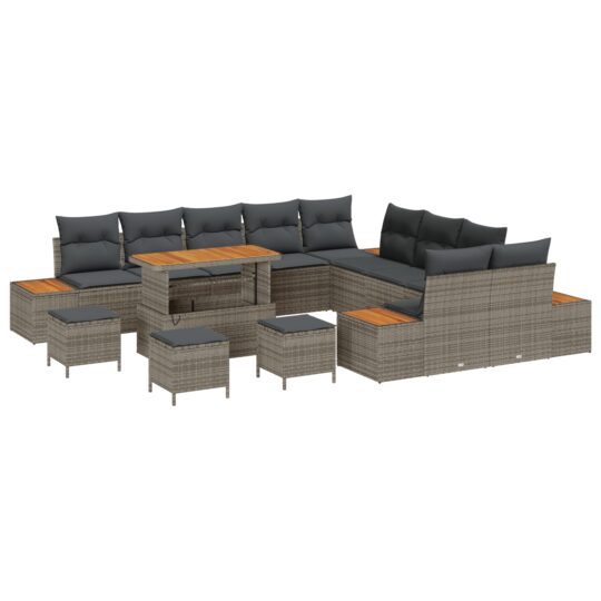 3362983 2 Set de canapele pentru grădină cu pernă 14 pcs Gri Rattan poli 3362983 2