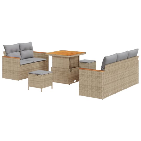 Alternative view of Set de canapele pentru grădină cu pernă 8 pcs Bej Rattan poli