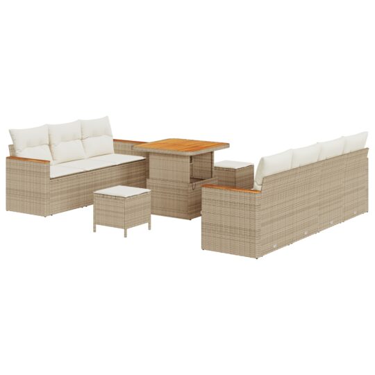 3363006 2 Set de canapele pentru grădină cu pernă 10 pcs Bej Rattan poli 3363006 2