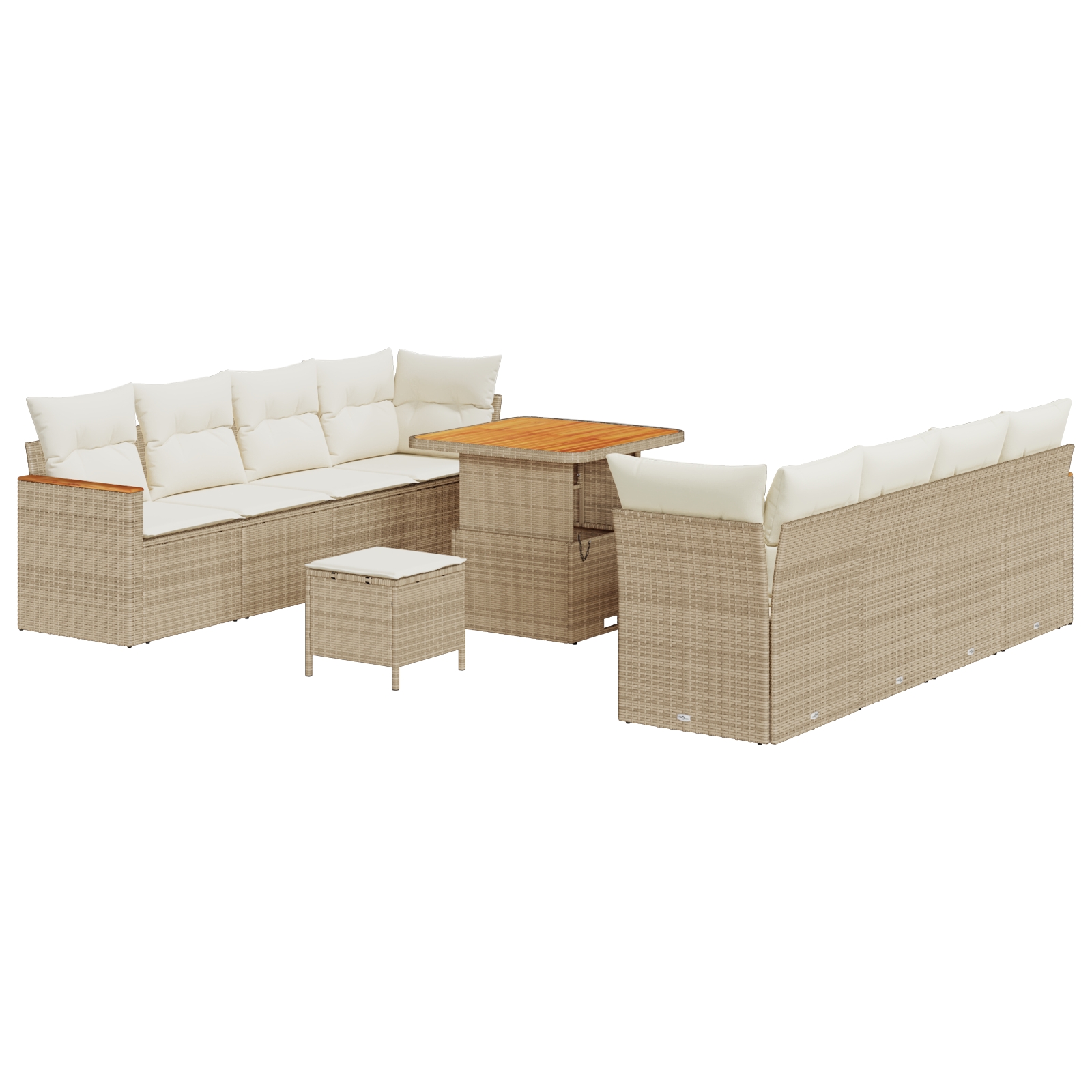 3363016 2 Set de canapele pentru grădină cu pernă 11 pcs Bej Rattan poli Set de canapele pentru grădină cu pernă 11 pcs Bej Rattan poli - imagine 2