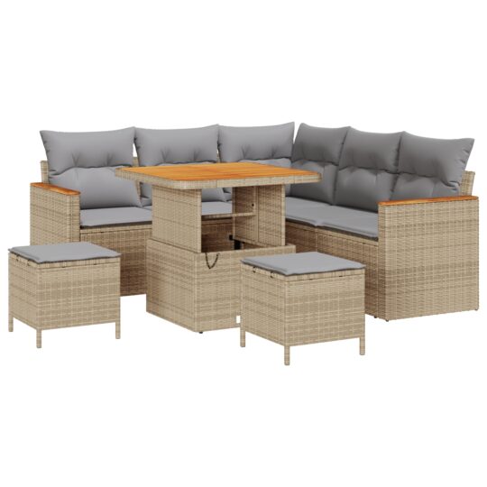 Alternative view of Set de canapele pentru grădină cu pernă 8 pcs Bej Rattan poli