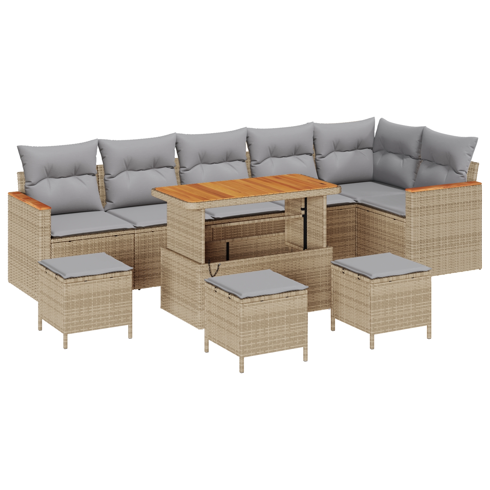 3363072 2 Set de canapele pentru grădină cu pernă 10 pcs Bej Rattan poli Set de canapele pentru grădină cu pernă 10 pcs Bej Rattan poli - imagine 2
