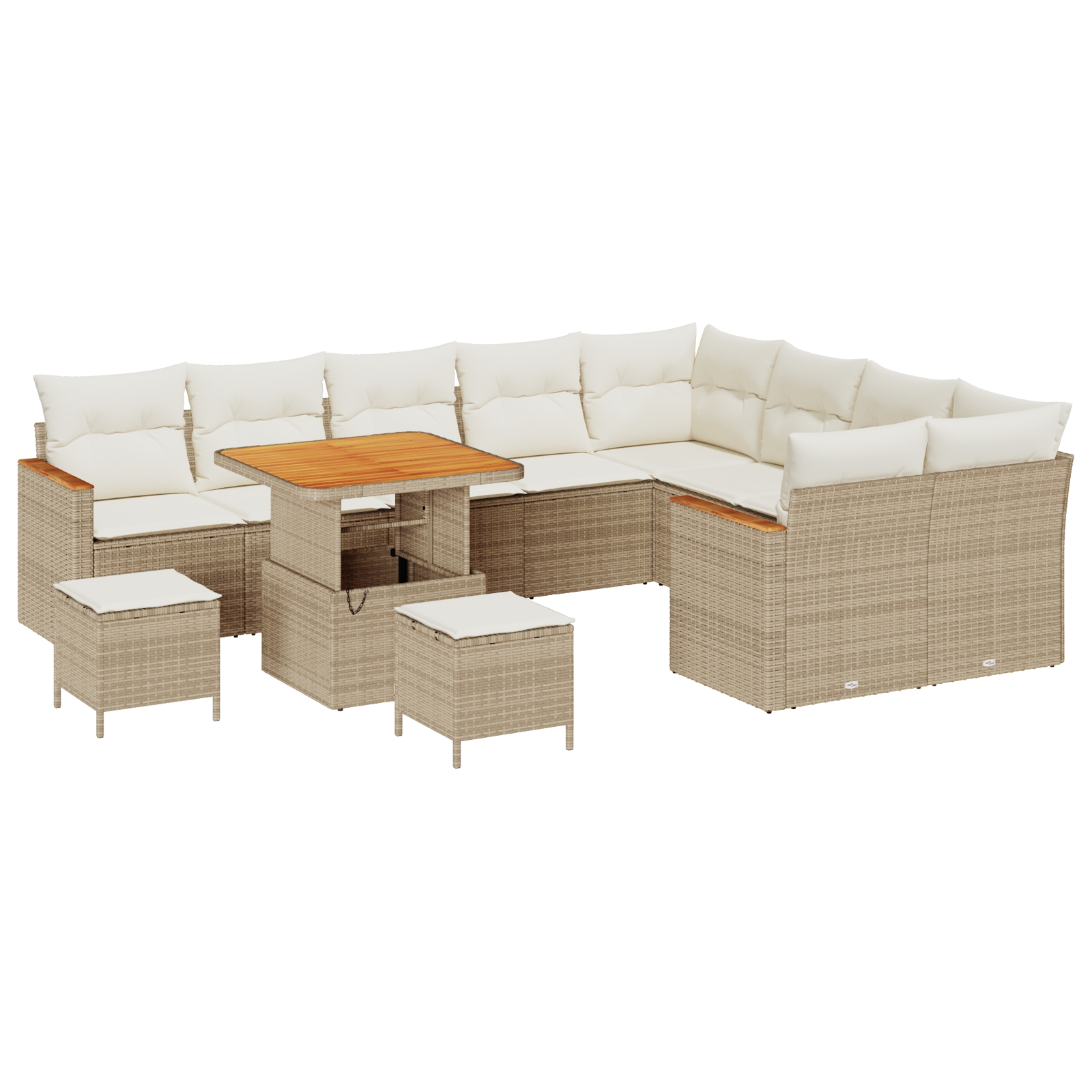 3363081 2 Set de canapele pentru grădină cu pernă 12 pcs Bej Rattan poli Set de canapele pentru grădină cu pernă 12 pcs Bej Rattan poli - imagine 2