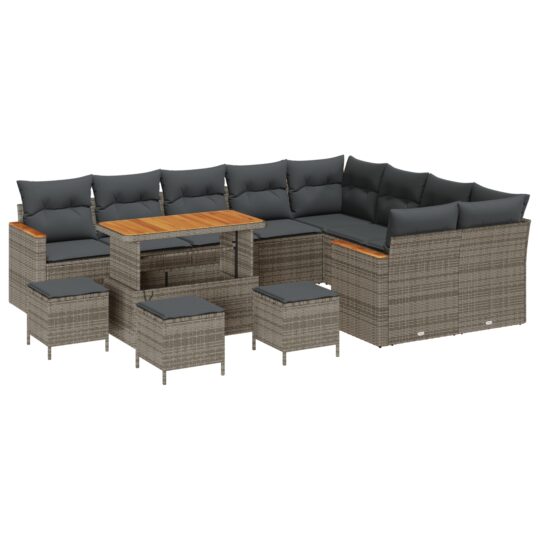 Alternative view of Set de canapele pentru grădină cu pernă 13 pcs Gri Rattan poli