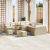 3363101 1 Set de canapele pentru grădină cu pernă 13 pcs Bej Rattan poli 3363101 1