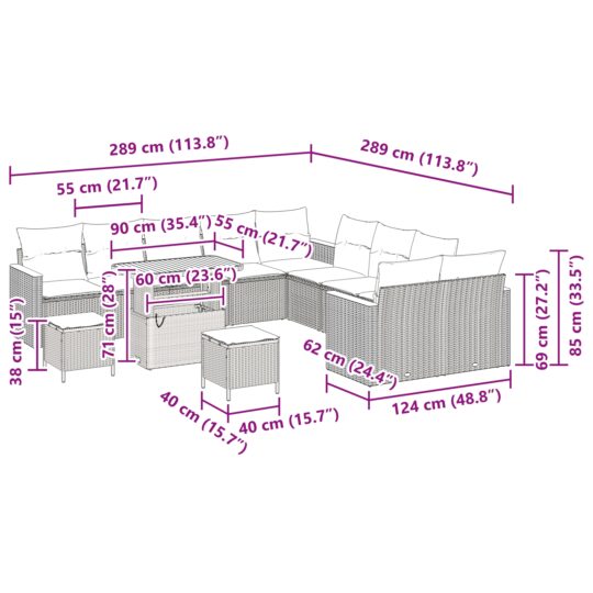 3363105 12 Set de canapele pentru grădină 13 pcs Negru Rattan poli 3363105 12