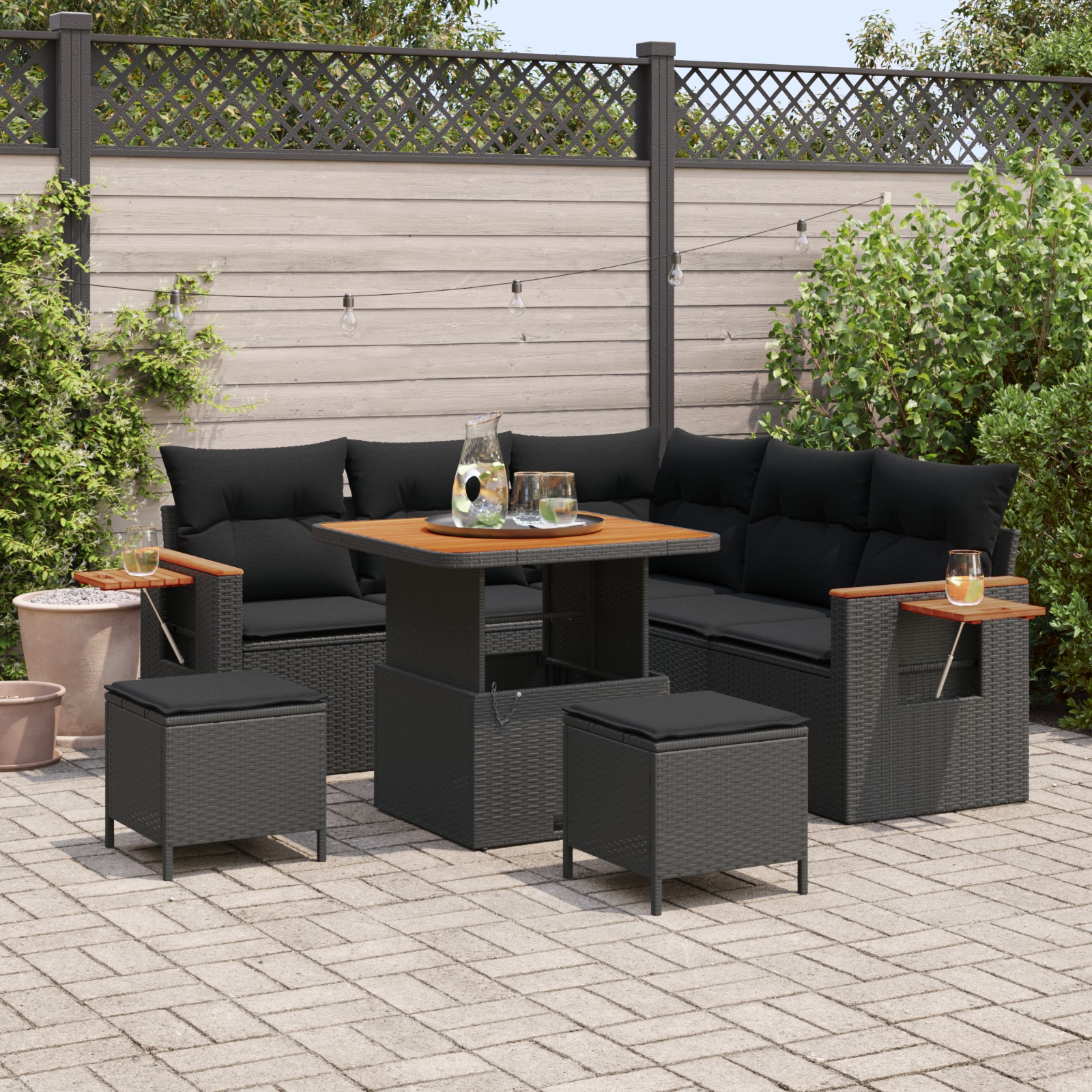 3363169 1 Set de canapele pentru grădină 8 pcs Negru 80 x 80 x 71 cm Set de canapele pentru grădină 8 pcs Negru 80 x 80 x 71 cm