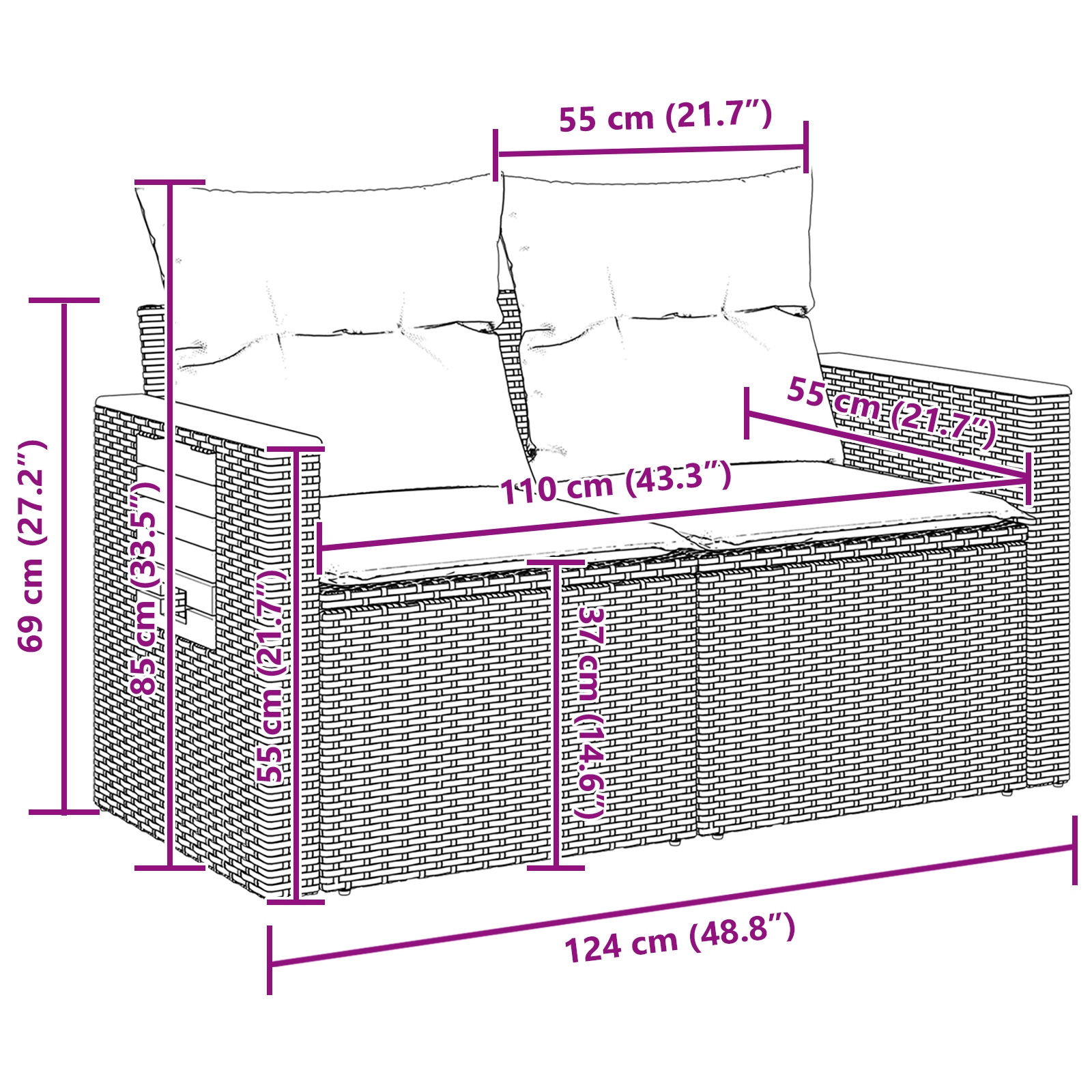 3363211 13 Set de canapele pentru grădină cu pernă 12 pcs bej și crem Set de canapele pentru grădină cu pernă 12 pcs bej și crem - imagine 13