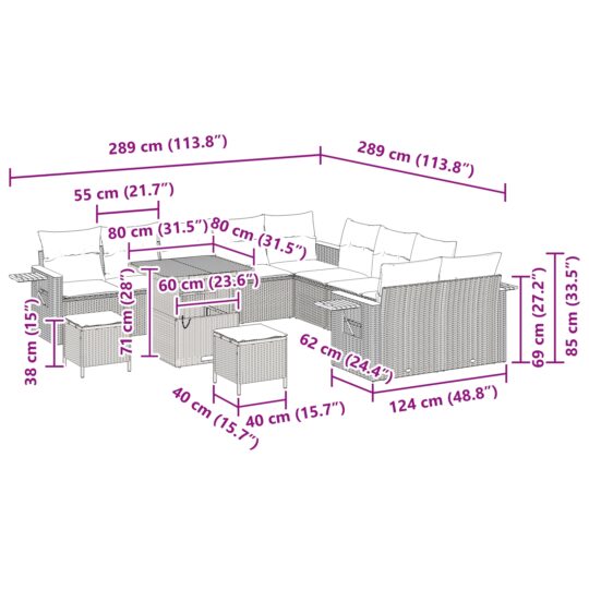 3363229 13 Set de canapele pentru grădină 13 pcs Negru 80 x 80 x 71 cm 3363229 13