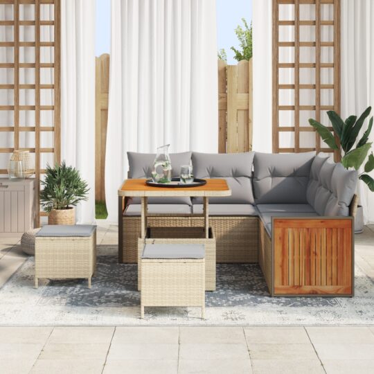 3363302 3 Set de canapele pentru grădină 8 pcs bej și gri deschis 3363302 3