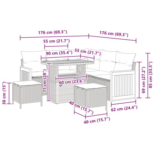 3363307 10 Set de canapele pentru grădină 8 pcs bej și gri deschis 3363307 10
