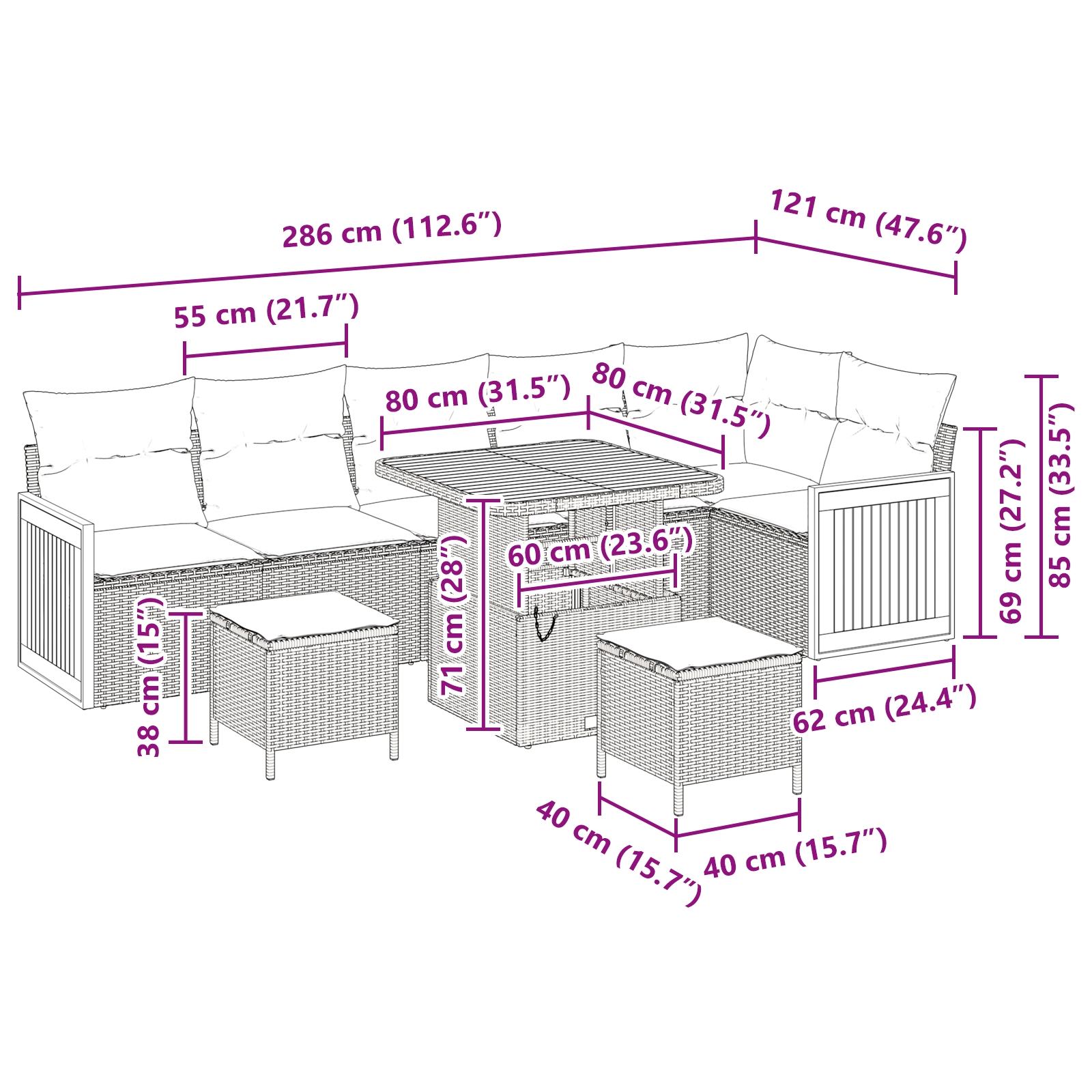 3363322 9 Set de canapele pentru grădină 9 pcs bej și gri deschis Set de canapele pentru grădină 9 pcs bej și gri deschis - imagine 9